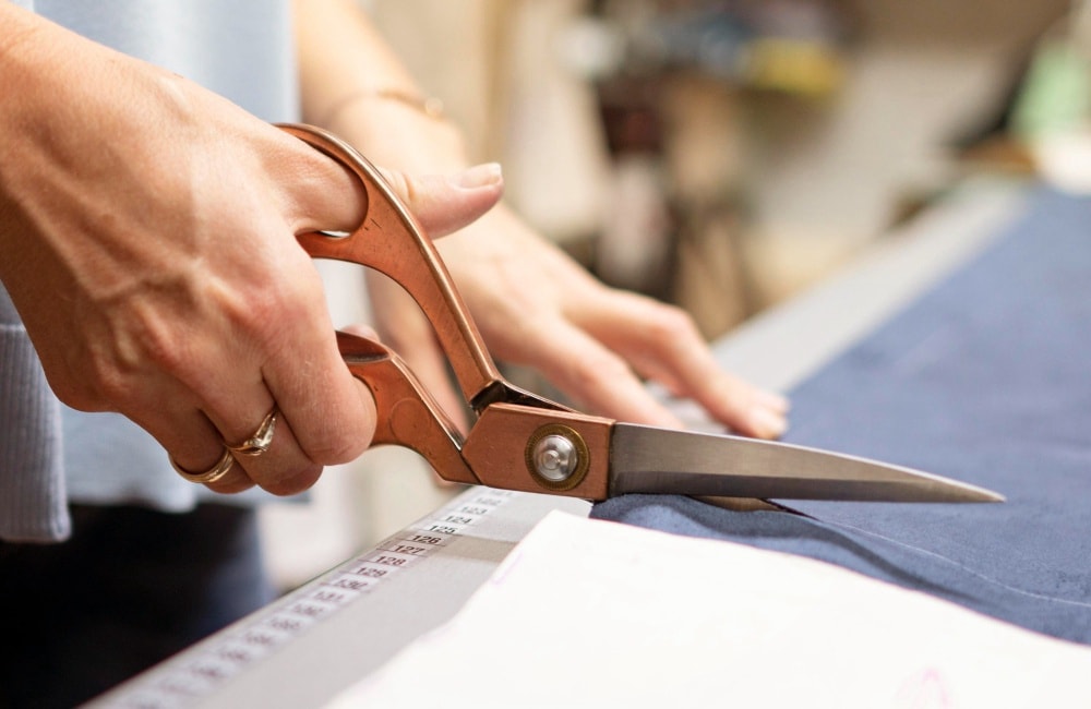 Manual cutting of material for a shapewear project